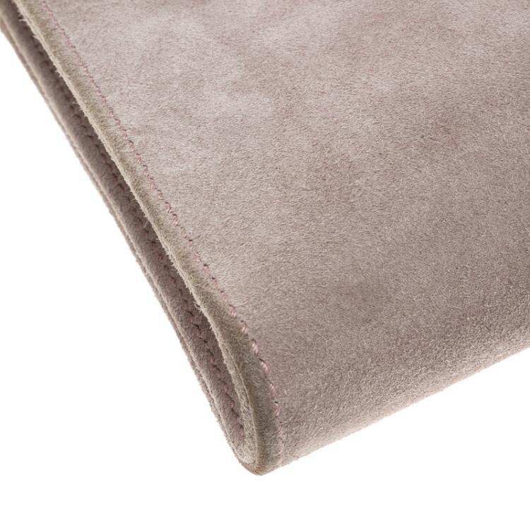 Pre Owned Hermes Lilac Suede Palladium Hardware Kelly Longue Clutch 34cm