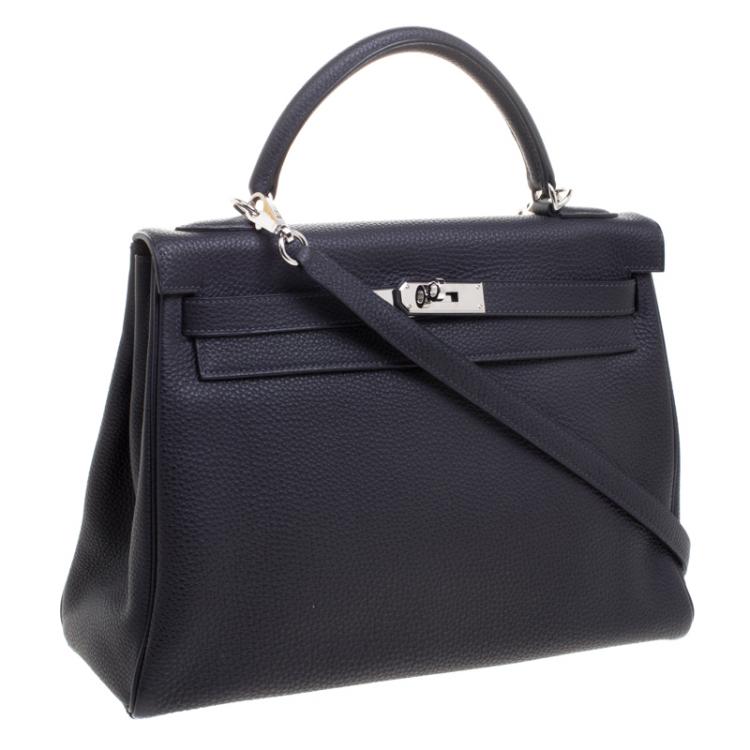 Pre Owned Hermes Graphite Togo Palladium Hardware Kelly Retourne 32 Bag