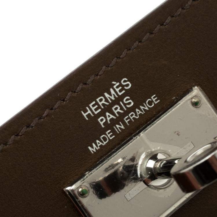 Pre Owned Hermes Olive Barenia Box Calf Leather Long Kelly Wallet 