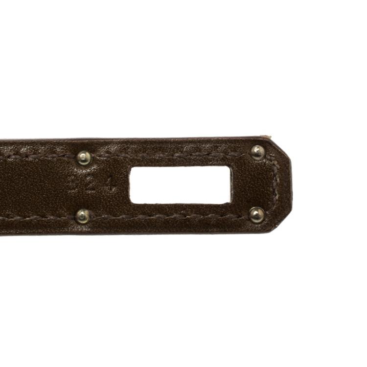 Pre Owned Hermes Olive Barenia Box Calf Leather Long Kelly Wallet 