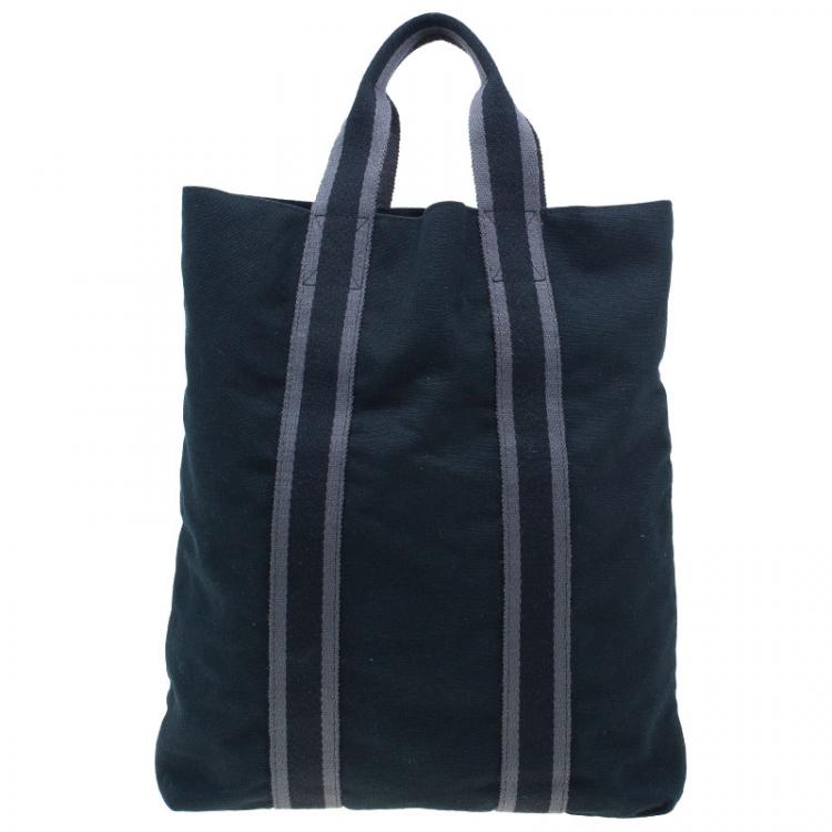 Pre Owned Hermes Black Canvas Fourre-Tout Shopping Bag Tote