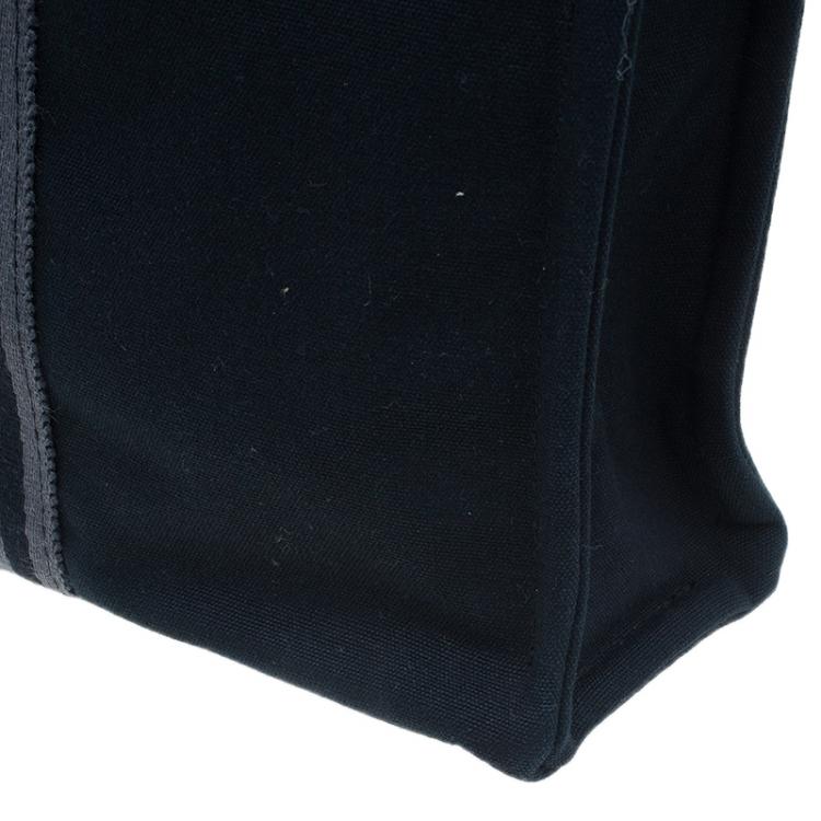 Pre Owned Hermès Black Grey Canvas Fourre-tout Tote