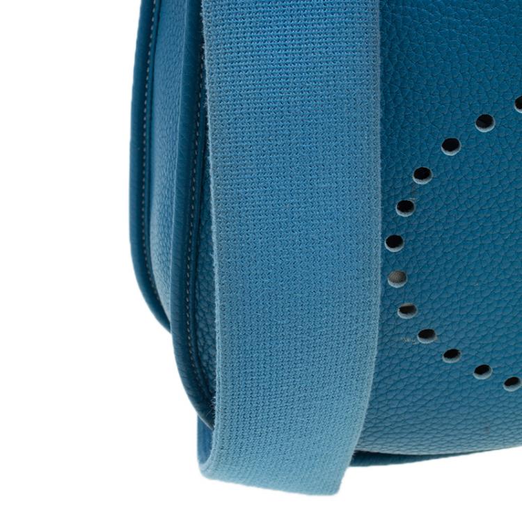 Pre Owned Hermes Blue Clemence Leather Evelyne III GM