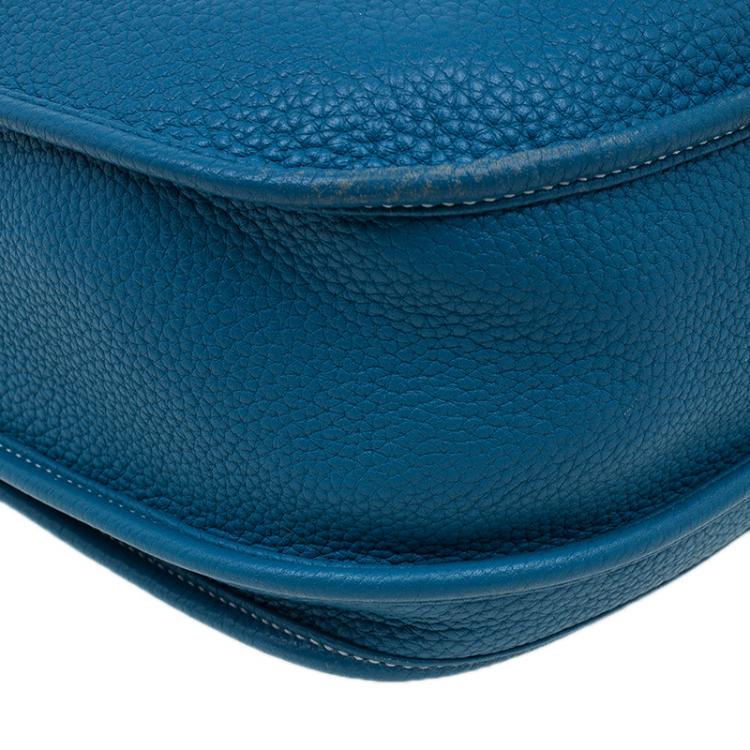 Pre Owned Hermes Blue Clemence Leather Evelyne III GM