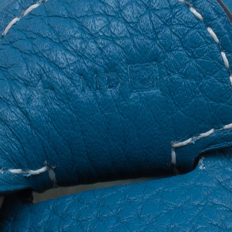 Pre Owned Hermes Blue Clemence Leather Evelyne III GM