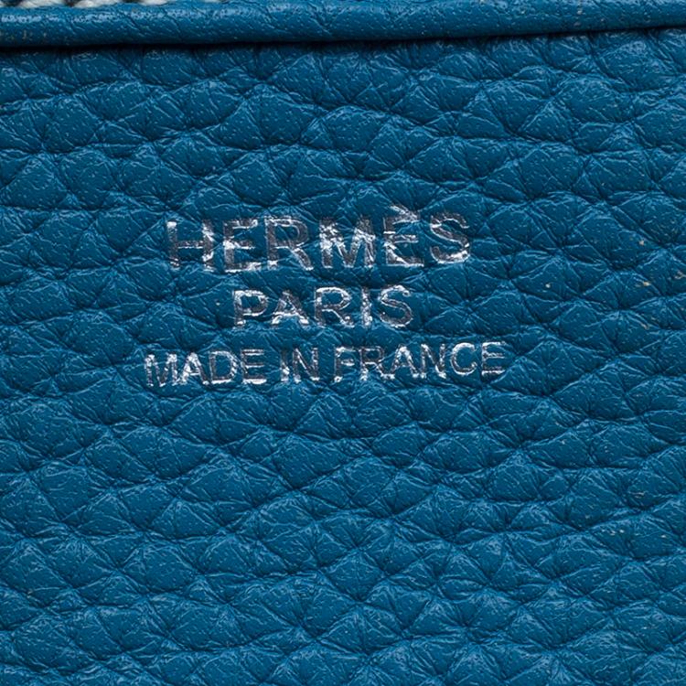 Pre Owned Hermes Blue Clemence Leather Evelyne III GM