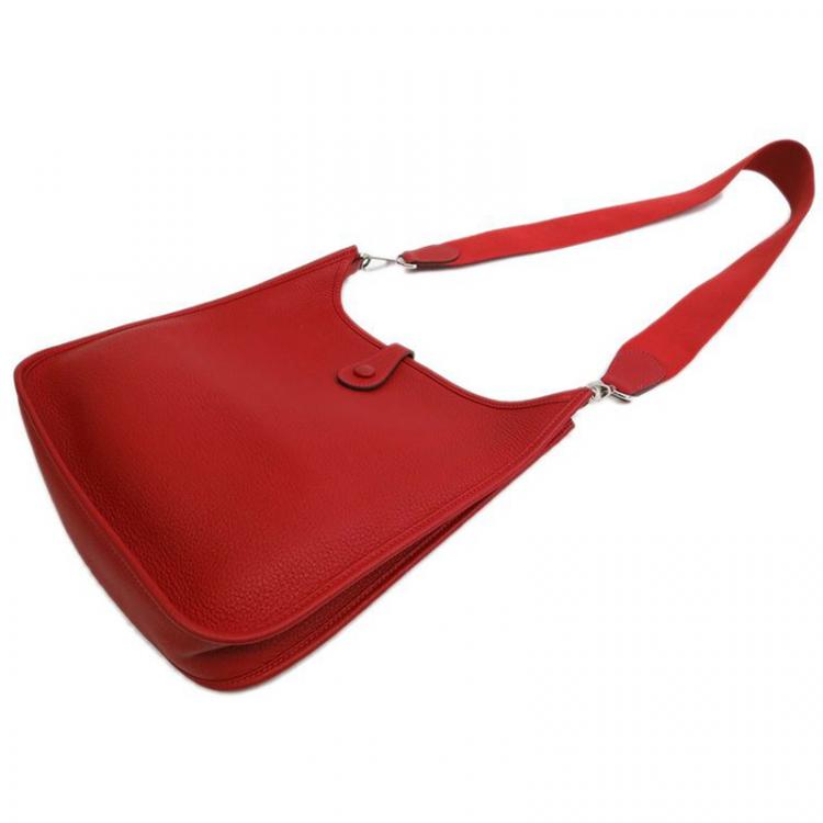 Pre Owned Hermes Rouge Casaque Togo Evelyne PM I