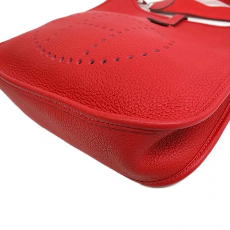 Pre Owned Hermes Rouge Casaque Togo Evelyne PM I