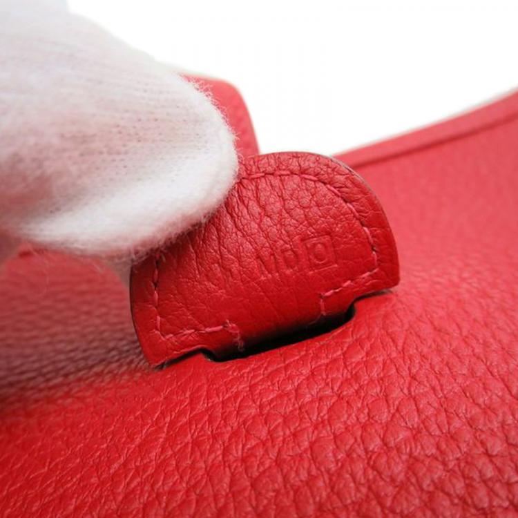 Pre Owned Hermes Rouge Casaque Togo Evelyne PM I