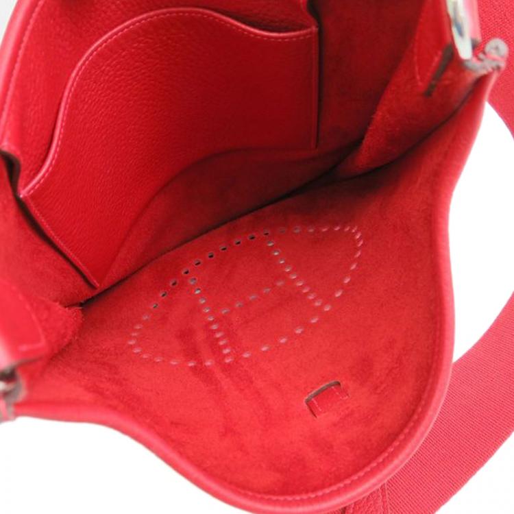 Pre Owned Hermes Rouge Casaque Togo Evelyne PM I