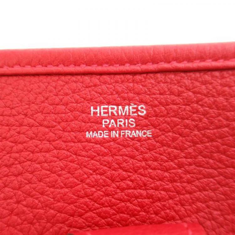 Pre Owned Hermes Rouge Casaque Togo Evelyne PM I