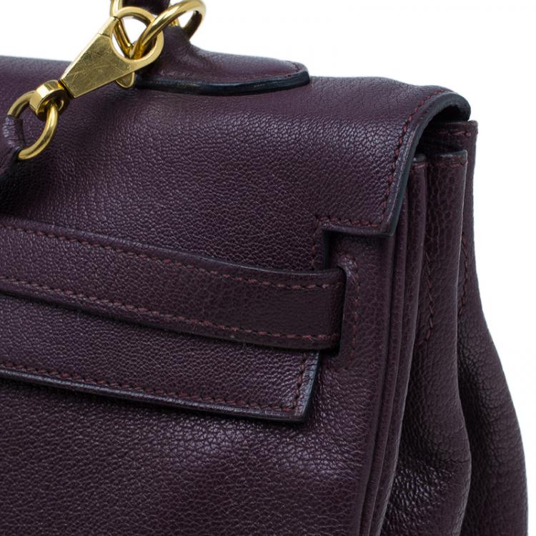 Pre Owned Hermes Purple Leather Palladium Hardware Kelly 35