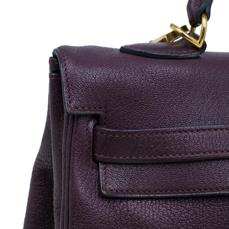 Pre Owned Hermes Purple Leather Palladium Hardware Kelly 35