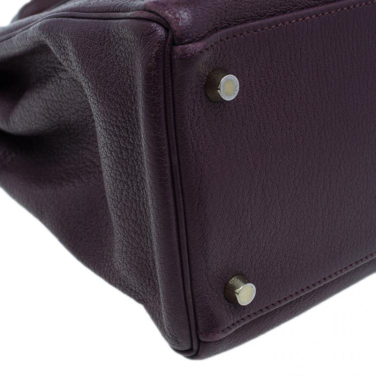 Pre Owned Hermes Purple Leather Palladium Hardware Kelly 35