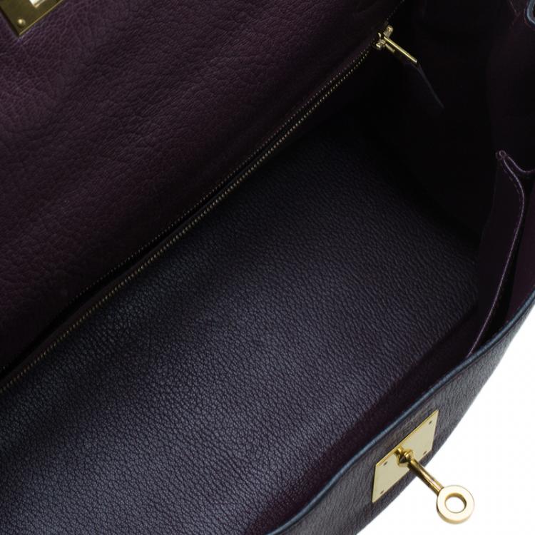 Pre Owned Hermes Purple Leather Palladium Hardware Kelly 35