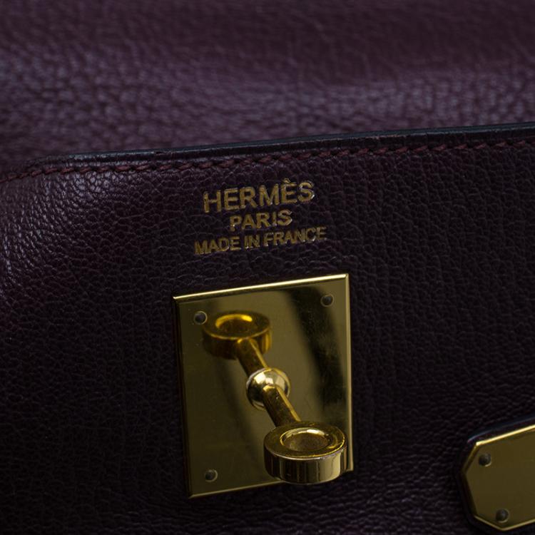 Pre Owned Hermes Purple Leather Palladium Hardware Kelly 35