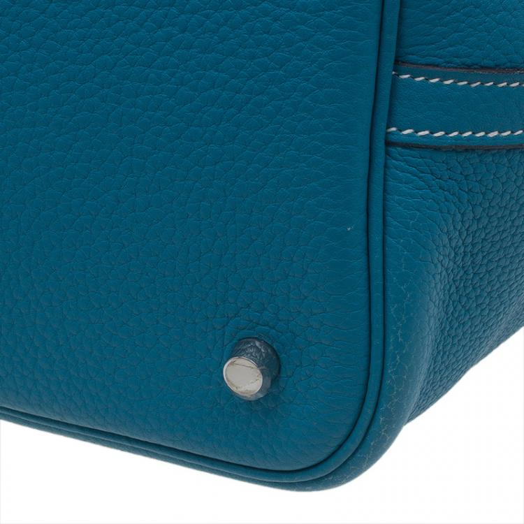 Pre Owned Hermes Azure Clemence Leather Picotin MM Bag