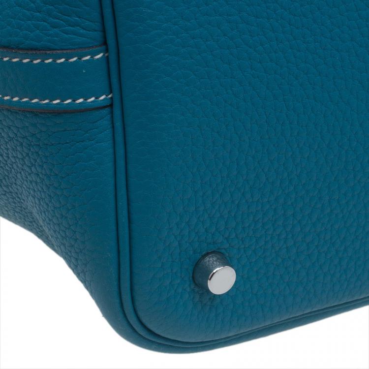 Pre Owned Hermes Azure Clemence Leather Picotin MM Bag