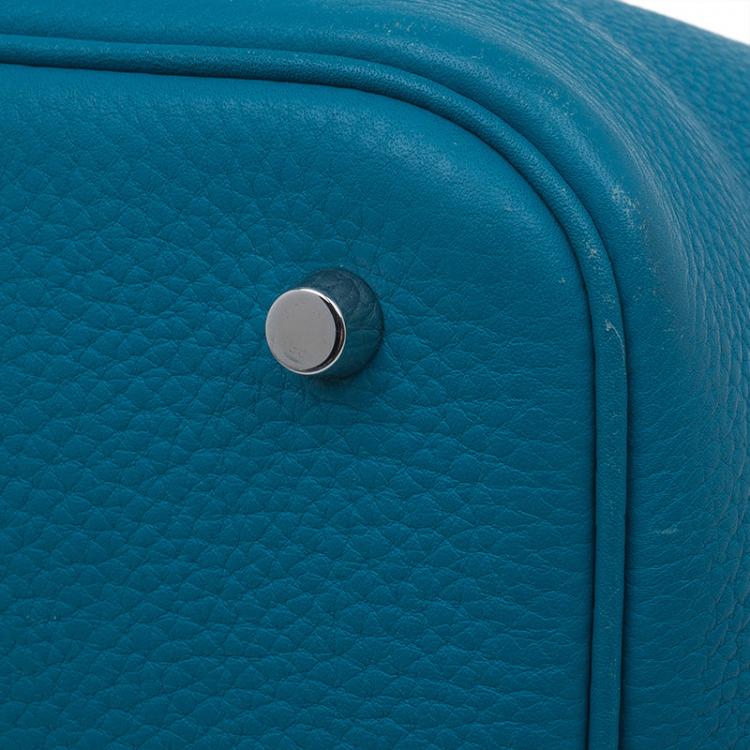 Pre Owned Hermes Azure Clemence Leather Picotin MM Bag