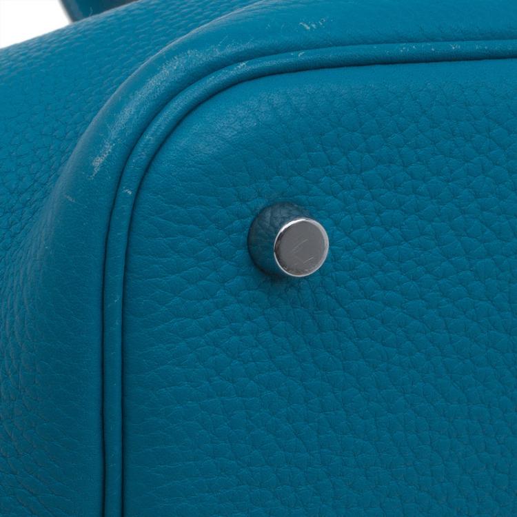Pre Owned Hermes Azure Clemence Leather Picotin MM Bag