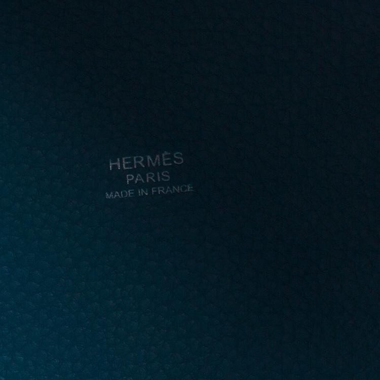 Pre Owned Hermes Azure Clemence Leather Picotin MM Bag
