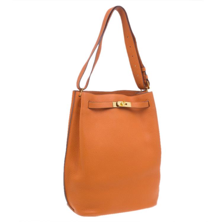 Pre Owned Hermes Orange Togo Leather Gold Hardware So Kelly 26 cm Bag