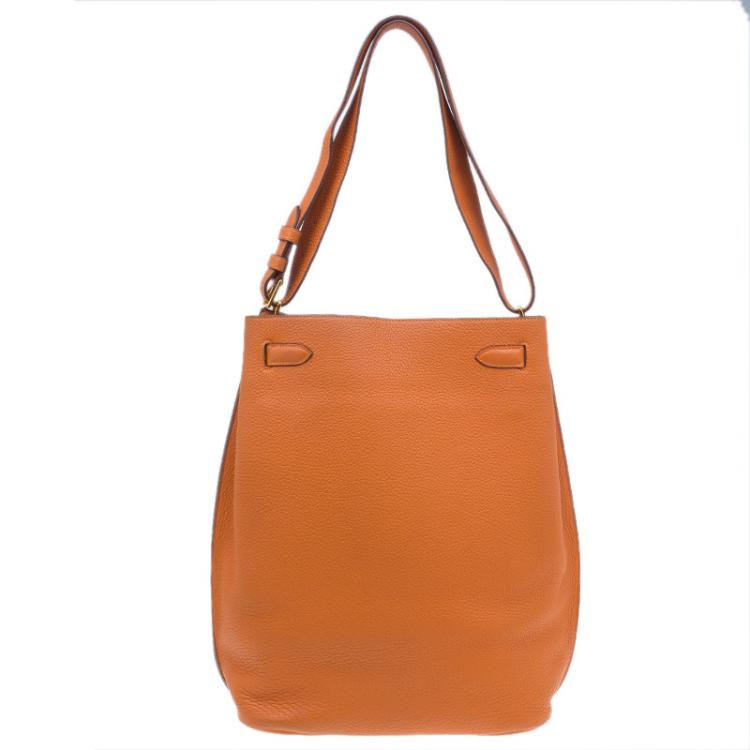 Pre Owned Hermes Orange Togo Leather Gold Hardware So Kelly 26 cm Bag