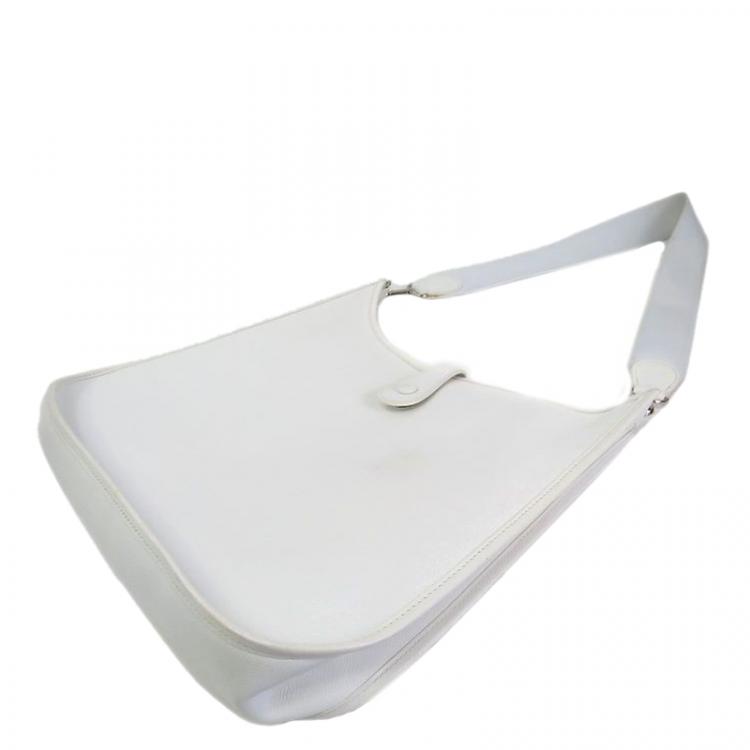Pre Owned Hermes White Epsom Leather Evelyne I PM Messenger Bag