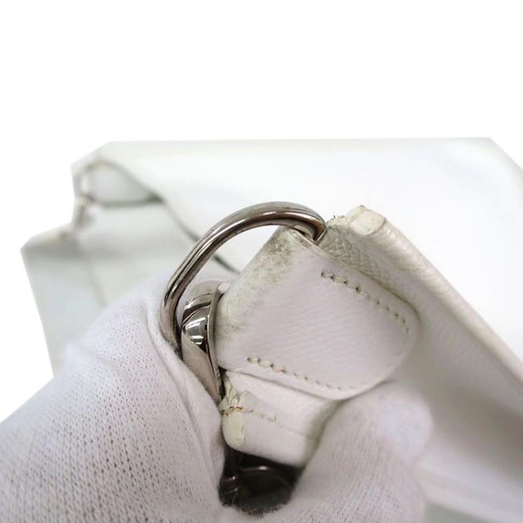 Pre Owned Hermes White Epsom Leather Evelyne I PM Messenger Bag