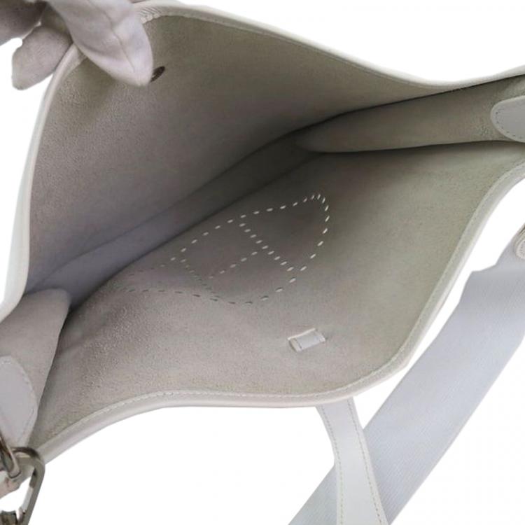Pre Owned Hermes White Epsom Leather Evelyne I PM Messenger Bag
