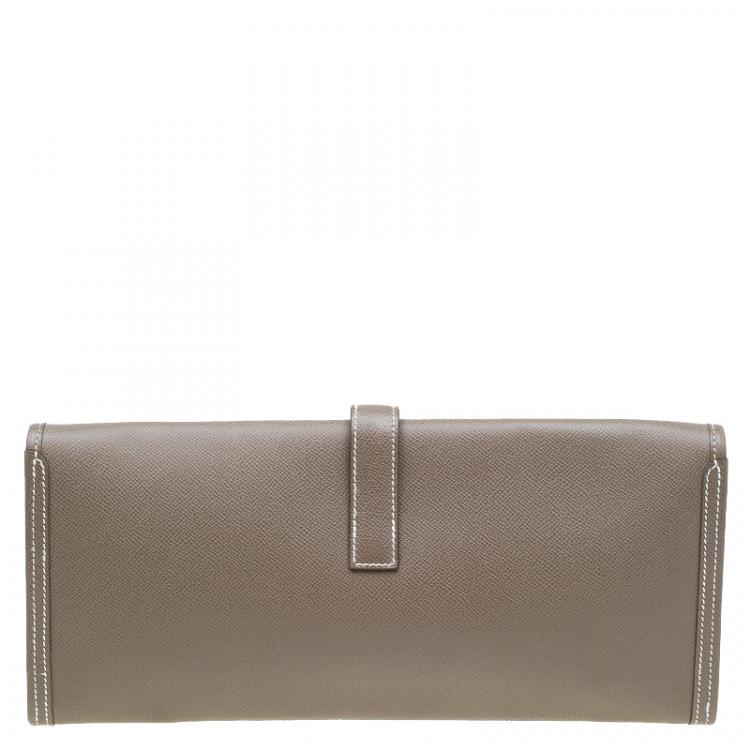 Pre Owned Hermes Brown Epsom Leather Jige Clutch