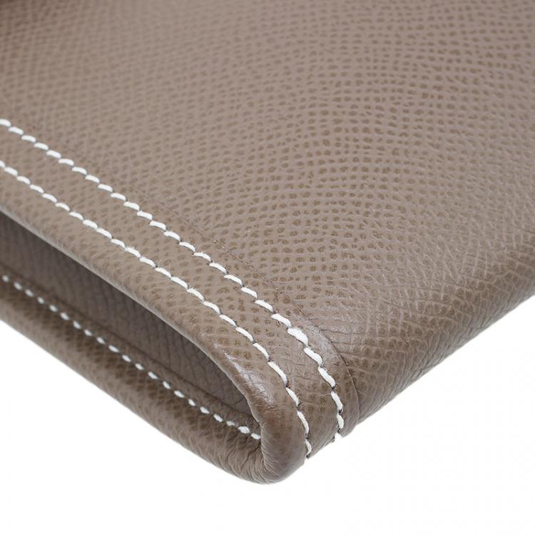 Pre Owned Hermes Brown Epsom Leather Jige Clutch