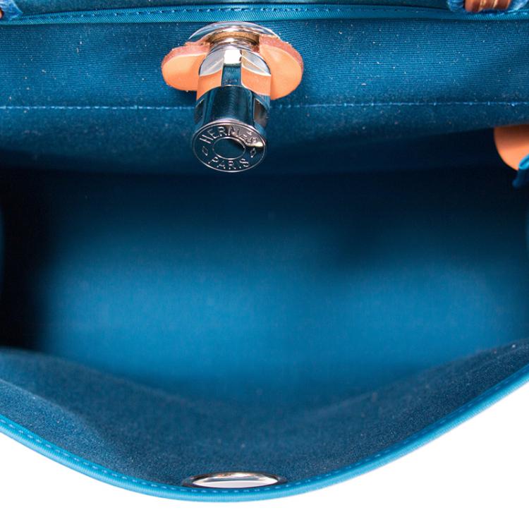 Pre Owned Hermes Bi Color Toile Canvas/Vache Leather Herbag Zip 31 Bag