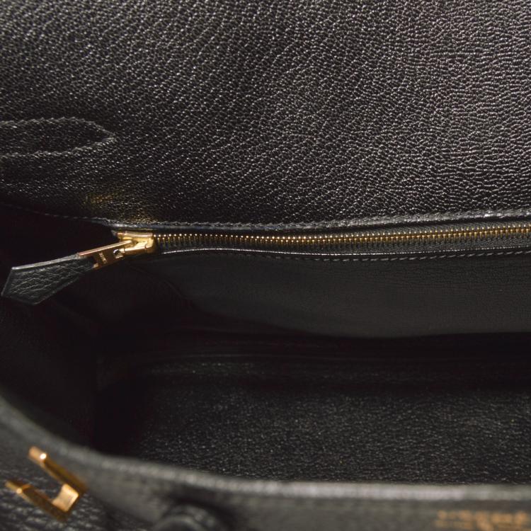 Pre Owned Hermes Noir Taurillon Clemence Leather Gold Hardware Birkin 35 Bag
