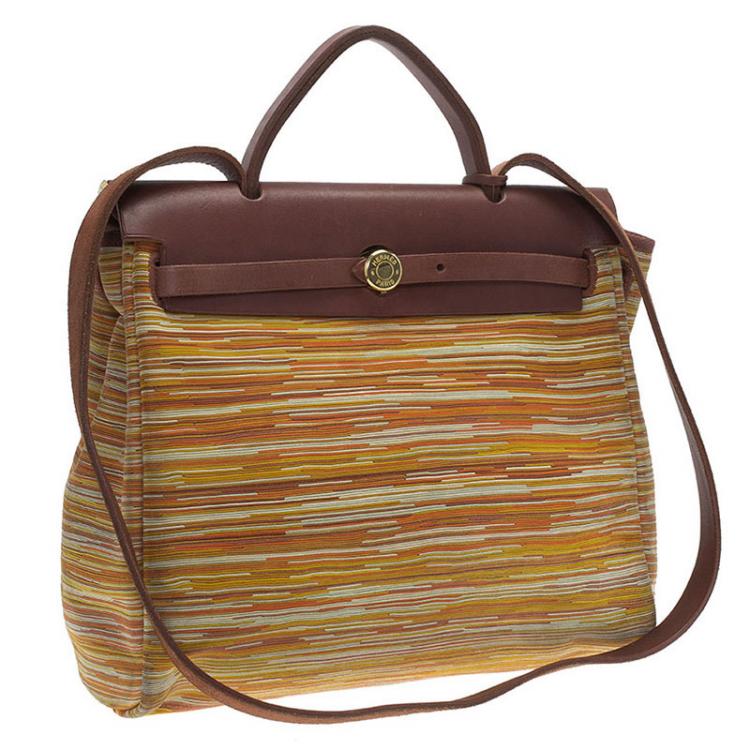 Pre Owned Hermes Multicolor Canvas and Leather Vibrato 2 in 1 Herbag 30 cm Bag