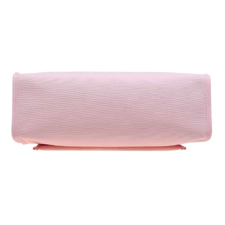 Pre Owned Hermes Pink Canvas Vacheta Leather Herbag Zip 31 Bag