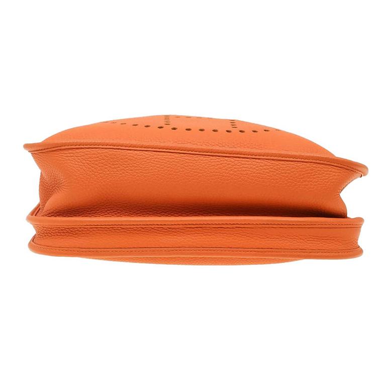 Pre Owned Hermes Orange Clemence Leather Evelyne III GM Bag