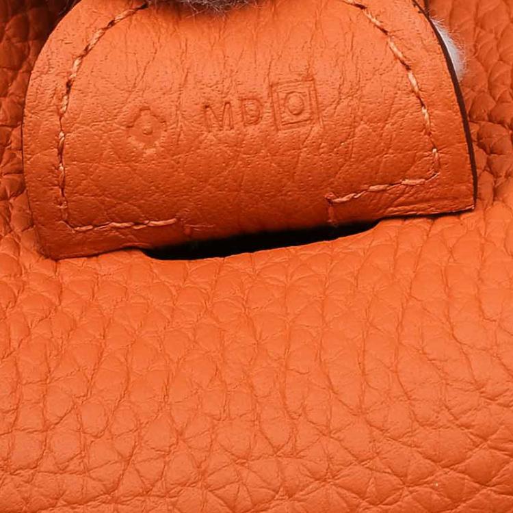 Pre Owned Hermes Orange Clemence Leather Evelyne III GM Bag