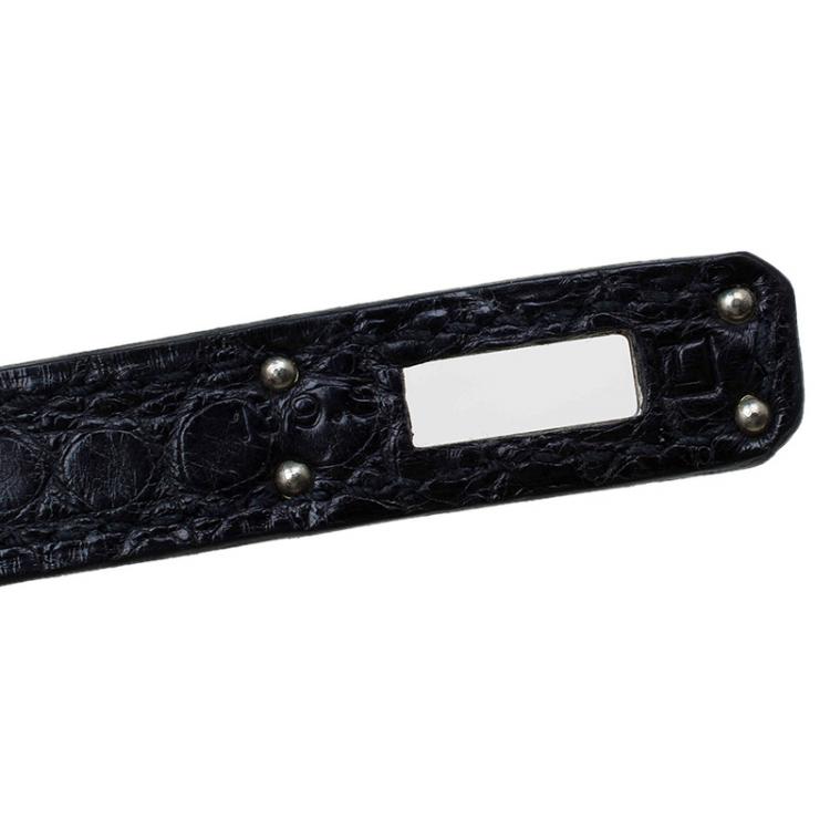 Pre Owned Hermes Black Alligator Palladium Kelly Pochette