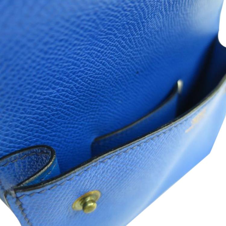 Pre Owned Hermes  Blue Couchevel Pochette Green Bumbag