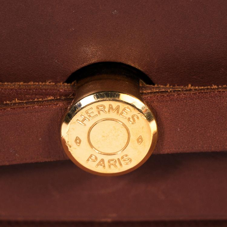 Pre Owned Hermes Brown Toile Canvas/Leather 2-in-1 Herbag GM Bag