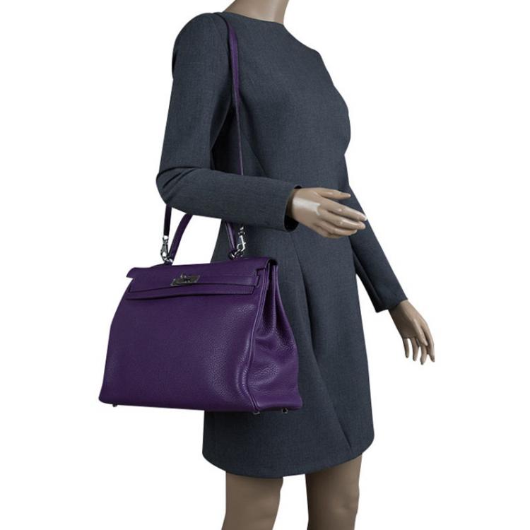 Hermes Kelly Handbag Purple Togo with Palladium Hardware 28 Purple 2066215