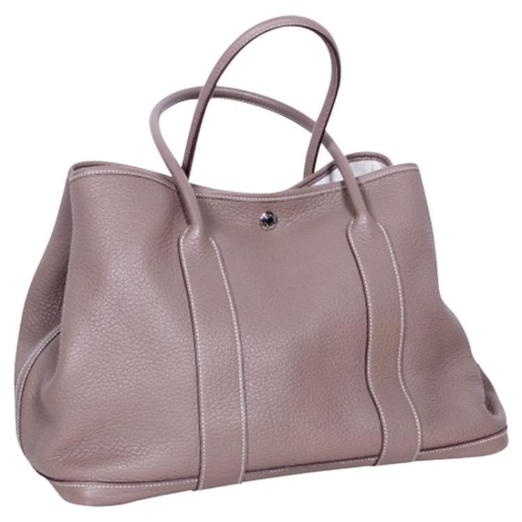 Hermes Grey Leather Garden Party MM Tote Hermes