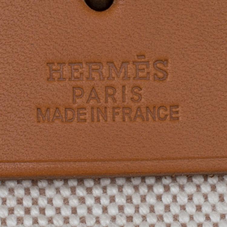Pre Owned Hermes Tan/Beige Leather and Canvas Herbag 2 in 1