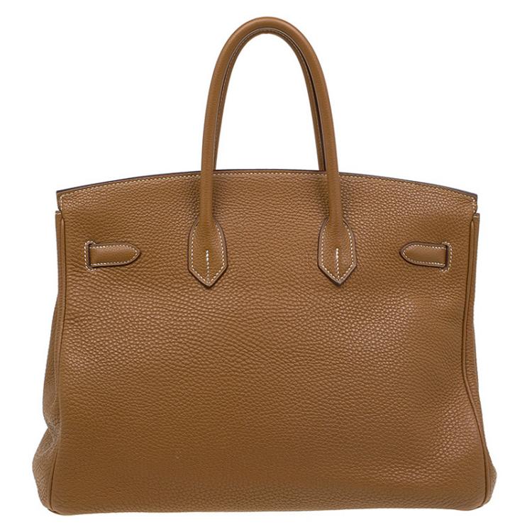 Pre Owned Hermes Cognac Togo Leather Gold Hardware Birkin 35 Bag
