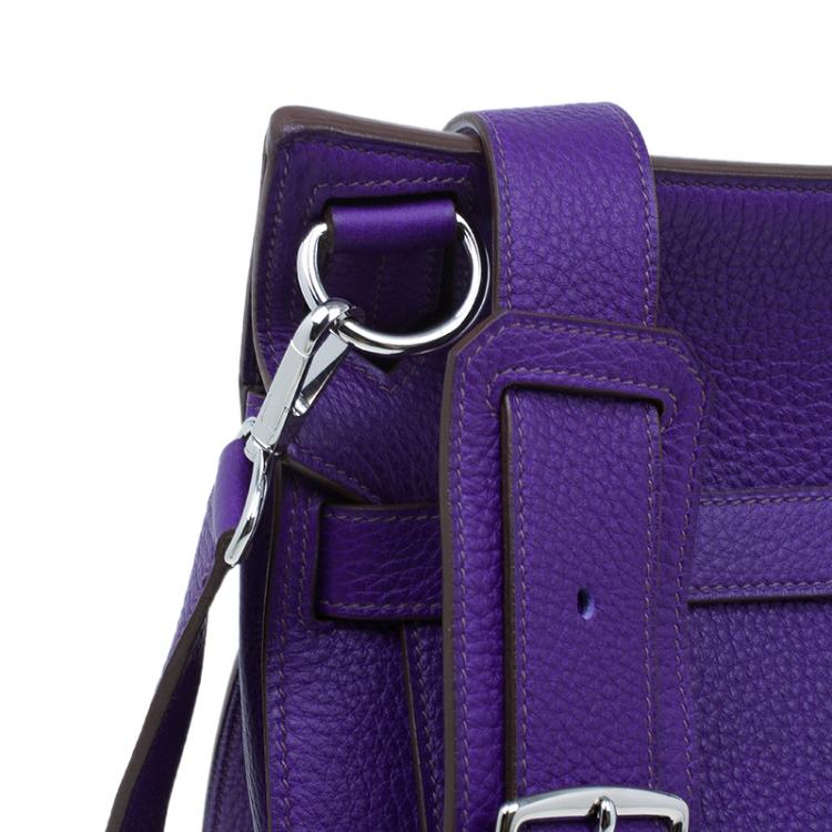 Pre Owned Hermes Purple Clemence Taurillon Jypsiere Messenger Bag 34CM