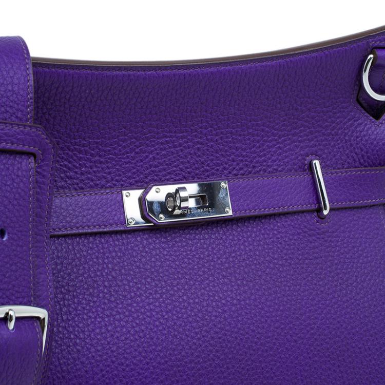 Pre Owned Hermes Purple Clemence Taurillon Jypsiere Messenger Bag 34CM