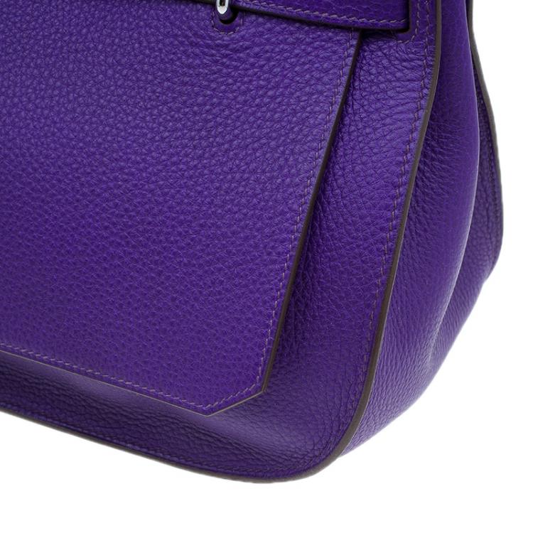 Pre Owned Hermes Purple Clemence Taurillon Jypsiere Messenger Bag 34CM