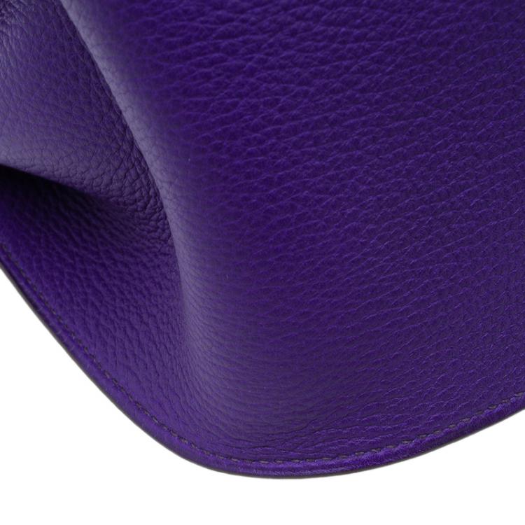 Pre Owned Hermes Purple Clemence Taurillon Jypsiere Messenger Bag 34CM