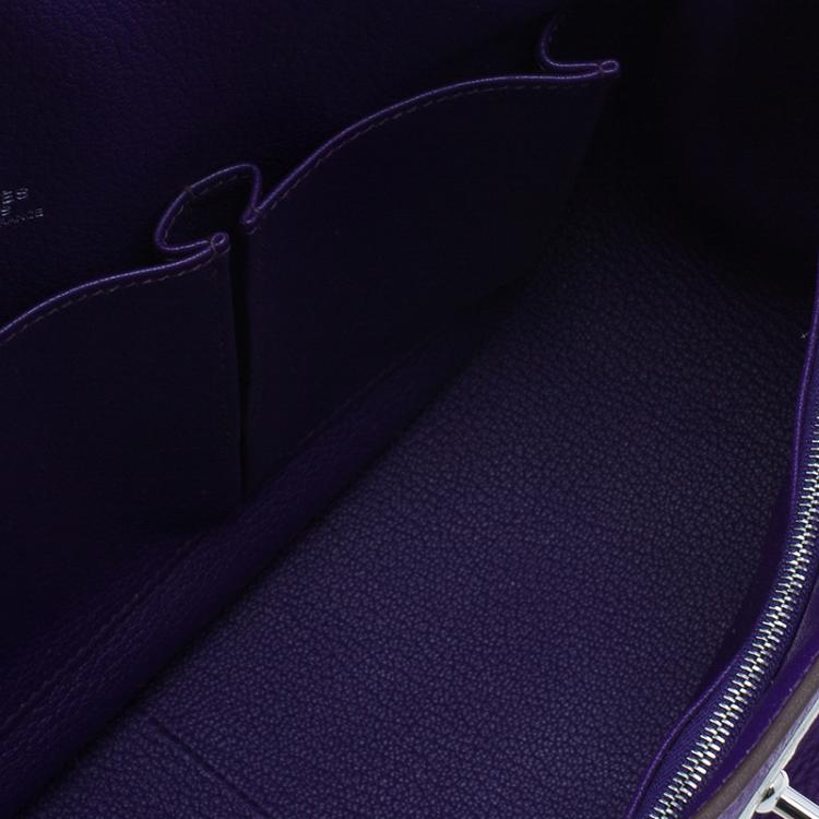 Pre Owned Hermes Purple Clemence Taurillon Jypsiere Messenger Bag 34CM